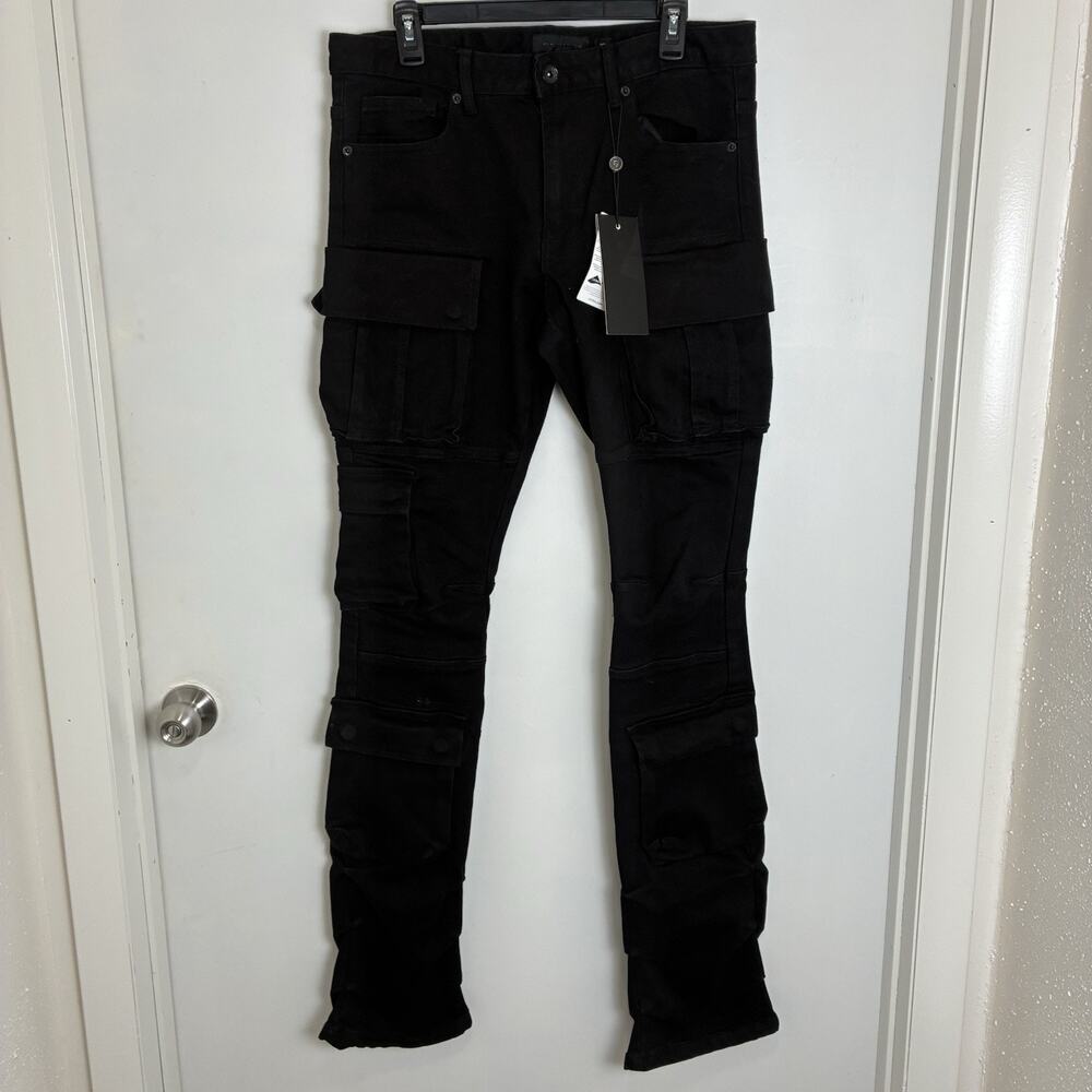 Decibel Cargo Jeans, Black, Slim Fit, Goth, Tall, 32x36